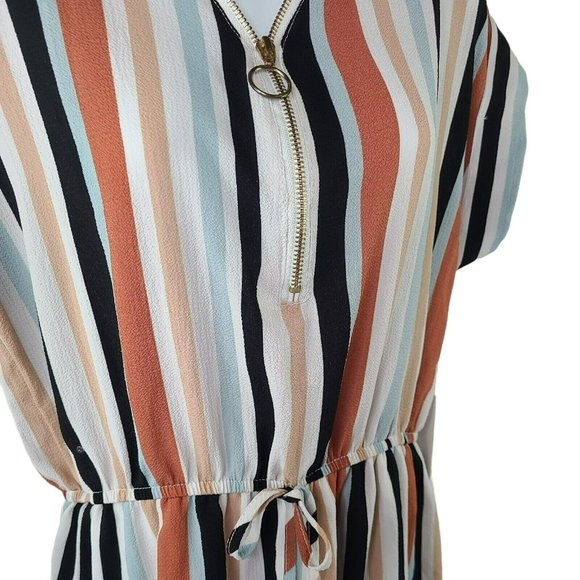 J for Justify Women's Dress Grated Multicolor Cap Sleeves Earth Tones Blouson - Picture 2 of 11